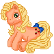 Size: 79x80 | Tagged: safe, artist:katcombs, applejack (g1), pony, g1, base used, bow, female, gif, non-animated gif, pixel art, simple background, solo, tail bow, transparent background