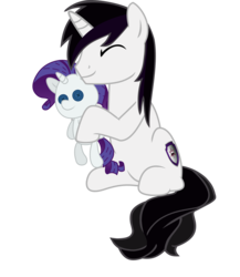 Size: 3328x3840 | Tagged: safe, artist:barrfind, rarity, oc, oc:barrfind, pony, unicorn, g4, canon x oc, high res, hug, male, pushing, rarifind, shipping, simple background, sitting, stallion, straight, transparent background, vector