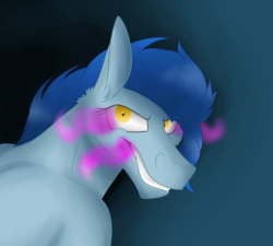 Size: 1734x1563 | Tagged: safe, artist:neonaarts, nightshade, pony, g4, female, glowing eyes, looking at you, smiling, solo