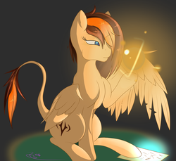 Size: 2901x2662 | Tagged: safe, artist:epicenehs, oc, oc only, oc:aerion featherquill, pegasus, pony, female, high res, magic, simple background, sitting, solo