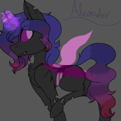 Size: 2560x2560 | Tagged: safe, artist:brokensilence, oc, oc only, oc:alcander, changeling, don't question the purple and pink, high res, purple changeling, solo, unofficial reference sheet