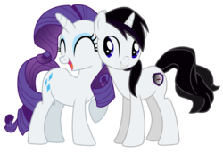 Size: 3768x2573 | Tagged: safe, artist:barrfind, rarity, oc, oc:barrfind, pony, unicorn, g4, ^^, canon x oc, cuddling, eyes closed, female, high res, male, mare, rarifind, shipping, simple background, smiling, snuggling, stallion, straight, transparent background, vector