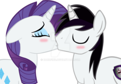 Size: 1024x710 | Tagged: safe, artist:barrfind, rarity, oc, oc:barrfind, pony, unicorn, g4, blushing, canon x oc, duo, eyes closed, female, kiss on the lips, kissing, love, male, rarifind, shipping, simple background, straight, transparent background, vector, watermark