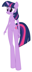 Size: 1634x3721 | Tagged: safe, artist:toilet face, edit, twilight sparkle, alicorn, unicorn, anthro, unguligrade anthro, g4, barbie doll anatomy, belly button, breasts, featureless breasts, featureless crotch, female, simple background, solo, transparent background, twilight sparkle (alicorn), wat, wingless, wingless anthro, wingless edit