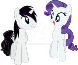Size: 1024x850 | Tagged: safe, artist:barrfind, rarity, oc, oc:barrfind, g4, canon x oc, eye contact, female, happiness, looking at each other, love, male, rarifind, shipping, simple background, straight, surprised, transparent background, vector, walking, watermark
