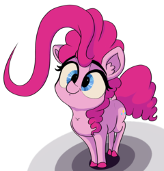 Size: 1280x1332 | Tagged: dead source, safe, artist:greyscaleart, pinkie pie, earth pony, pony, g4, cute, diapinkes, female, looking at you, simple background, smiling, solo, unshorn fetlocks, white background