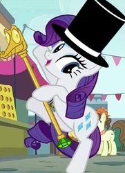 Size: 308x426 | Tagged: safe, edit, edited screencap, screencap, gummy, neigh sayer, pegasus olsen, peggy holstein, rarity, g4, the gift of the maud pie, dancing, hat, scepter, top hat, twilight scepter