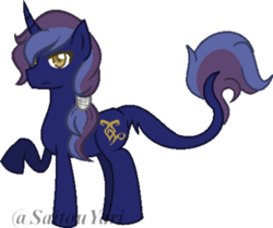 Size: 400x334 | Tagged: safe, artist:t-aroutachiikun, oc, oc only, oc:noctis, pony, unicorn, base used, curved horn, horn, male, raised hoof, simple background, solo, stallion, transparent background