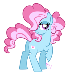 Size: 1600x1696 | Tagged: safe, artist:sugahfox, oc, oc only, oc:love letter, earth pony, pony, female, magical lesbian spawn, mare, offspring, parent:pinkie pie, parent:trixie, parents:trixiepie, raised hoof, simple background, solo, transparent background