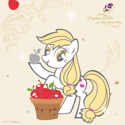 Size: 500x500 | Tagged: source needed, safe, applejack, earth pony, pony, g4, animated, apple, female, food, gif, hatless, missing accessory, solo, stock vector
