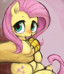 Size: 470x546 | Tagged: safe, artist:kei05, discord, fluttershy, pony, g4, blushing, cute, holding a pony, shyabetes