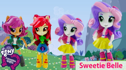 Size: 736x412 | Tagged: safe, apple bloom, scootaloo, sweetie belle, equestria girls, g4, clothes, customized toy, cutie mark crusaders, doll, equestria girls minis, irl, photo, skirt, toy