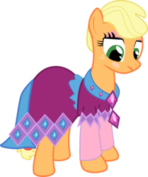 Size: 3842x4586 | Tagged: safe, artist:miktacloper, applejack, pony, g4, absurd resolution, beautiful, clothes, dress, female, hatless, makeup, missing accessory, simple background, solo, transparent background, upset