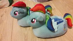 Size: 1440x810 | Tagged: safe, rainbow dash, g4, clothes, irl, merchandise, photo, slippers