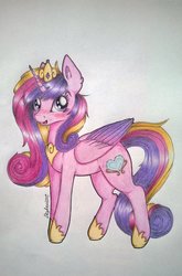 Size: 1024x1554 | Tagged: safe, artist:dexterisse, princess cadance, pony, g4, ear fluff, female, simple background, solo, traditional art