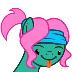 Size: 7000x7000 | Tagged: safe, artist:besttubahorse, oc, oc only, oc:💚, pony, absurd resolution, bust, female, simple background, smiling, solo, tongue out, transparent background, vector
