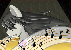 Size: 1748x1240 | Tagged: dead source, safe, artist:zeskii, octavia melody, earth pony, pony, g4, eyes closed, female, music, music notes, solo