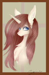 Size: 1339x2041 | Tagged: safe, artist:sofienriquez, oc, oc only, pony, unicorn, bust, female, mare, portrait, solo