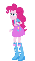 Size: 1090x1904 | Tagged: safe, artist:mlprocker123, pinkie pie, equestria girls, g4, boots, bracelet, clothes, female, high heel boots, simple background, skirt, solo, transparent background, vector