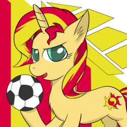 Size: 3000x3000 | Tagged: safe, artist:yinglung, sunset shimmer, pony, unicorn, g4, fc united, female, football, high res, manchester, ponified, solo