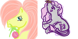 Size: 1000x500 | Tagged: safe, artist:alicornmoonstar, posey, snuzzle, butterfly, g1, flower