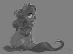 Size: 1280x951 | Tagged: safe, artist:lulemt, oc, oc only, earth pony, pony, commission, grayscale, monochrome, sitting, solo