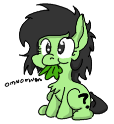 Size: 468x509 | Tagged: artist needed, safe, oc, oc only, oc:filly anon, earth pony, pony, eating, female, filly, nom, simple background, solo, transparent background