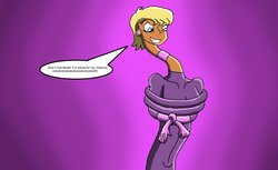 Size: 1143x699 | Tagged: safe, artist:mr10channel, ms. harshwhinny, equestria girls, g4, elastic, evil smile, fanon, female, grin, rubber, smiling, solo, spandex, supervillain