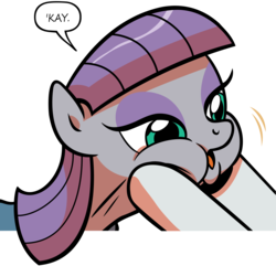 Size: 17008x16404 | Tagged: safe, artist:brenda hickey, artist:leapingriver, derpibooru exclusive, idw, maud pie, rarity, earth pony, pony, g4, spoiler:comic, :o, absurd resolution, cheek squish, cute, dangerously high res, dialogue, eyeshadow, female, makeup, maudabetes, motion lines, okay, open mouth, puffy cheeks, reaction image, simple background, solo, speech bubble, squishy cheeks, transparent background, vector