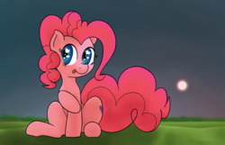 Size: 4328x2779 | Tagged: safe, artist:mang, pinkie pie, g4, backlighting, female, high res, solo, sunset, tongue out
