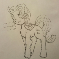 Size: 2646x2660 | Tagged: safe, artist:steelsoul, starlight glimmer, pony, unicorn, g4, dialogue, female, high res, monochrome, open mouth, sketch, smiling, solo