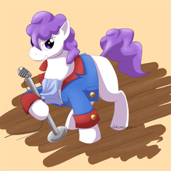Size: 800x800 | Tagged: safe, artist:ghostliger, knight shade, pony, g1, clothes, male, microphone, solo, stallion