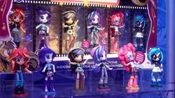 Size: 2000x1125 | Tagged: safe, daring do, dj pon-3, pinkie pie, rarity, starlight glimmer, sunset shimmer, vinyl scratch, equestria girls, g4, 3d glasses, doll, equestria girls minis, female, irl, photo, toy