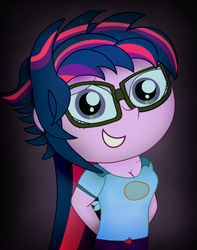 Size: 4836x6135 | Tagged: safe, artist:mdm-productions, sci-twi, twilight sparkle, equestria girls, g4, my little pony equestria girls: legend of everfree, absurd resolution, alternate hairstyle, bust, cleavage, female, looking at you, portrait, punklight sparkle, solo