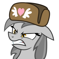 Size: 7000x7000 | Tagged: safe, artist:besttubahorse, oc, oc only, oc:zippy snips, absurd resolution, angry, bust, hat, scowl, simple background, solo, transparent background, ushanka, vector