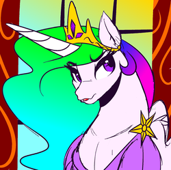 Size: 1412x1405 | Tagged: source needed, safe, artist:patch, edit, princess celestia, alicorn, pony, g4, colored, cropped, female, solo