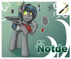 Size: 2325x1945 | Tagged: safe, artist:misfit, oc, oc only, oc:notde, bat pony, pony, piercing, reference sheet, solo, wing piercing