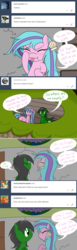 Size: 1280x4139 | Tagged: safe, artist:hummingway, oc, oc only, oc:feather hummingway, oc:swirly shells, ask-humming-way, dialogue, high res, speech bubble, tumblr, tumblr comic