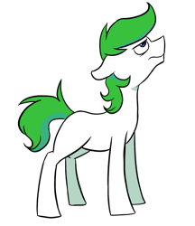 Size: 1200x1390 | Tagged: safe, artist:gintoki23, oc, oc only, oc:bing, pony, blank flank, floppy ears, grumpy, looking up, male, simple background, solo, stallion, transparent background