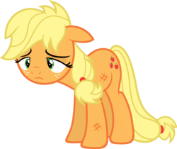 Size: 6000x5041 | Tagged: safe, artist:slb94, applejack, earth pony, pony, g4, made in manehattan, absurd resolution, defeated, exhausted, female, hatless, missing accessory, simple background, solo, tired, transparent background, vector