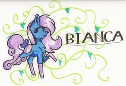 Size: 5857x4015 | Tagged: safe, artist:biskhuit, oc, oc only, oc:bianca, original species, pond pony, pony, absurd resolution, clothes, eyes closed, female, mare, raised hoof, socks, solo, striped socks, traditional art