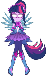 Size: 4579x7529 | Tagged: safe, artist:limedazzle, sci-twi, twilight sparkle, equestria girls, g4, my little pony equestria girls: legend of everfree, absurd resolution, boots, clothes, crystal guardian, crystal wings, dress, female, glasses, glowing eyes, high heel boots, ponytail, sci-twilicorn, show accurate, simple background, smiling, solo, transparent background, vector, wings