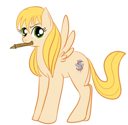 Size: 512x500 | Tagged: safe, artist:lulubell, pony, buffy the vampire slayer, crossover, mouth hold, ponified, solo, stake