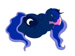 Size: 2544x1918 | Tagged: dead source, safe, artist:starstuffs, princess luna, alicorn, pony, g4, donut, fat, female, food, mare, obese, princess moonpig, simple background, sleeping, solo, trace, transparent background, vector