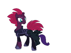 Size: 800x600 | Tagged: safe, artist:sersys, fizzlepop berrytwist, tempest shadow, oc, oc:nyx, alicorn, pony, unicorn, g4, my little pony: the movie, alicorn oc, animated, arguments on the comments, armor, broken horn, colored pupils, eye scar, flapping wings, gif, head up butt, horn, looking at you, penetration, scar, simple background, size difference, stuck, transparent background