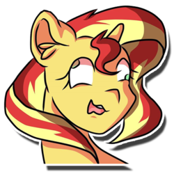 Size: 512x512 | Tagged: safe, artist:kenishra, sunset shimmer, pony, unicorn, g4, crazy face, derp, faic, female, silly, silly pony, simple background, solo, transparent background