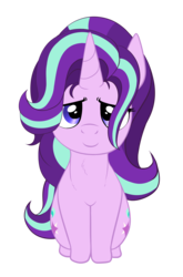 Size: 1270x1920 | Tagged: safe, artist:duop-qoub, starlight glimmer, pony, unicorn, g4, both cutie marks, chest fluff, cute, female, glimmerbetes, looking at you, simple background, sitting, smiling, solo, transparent background