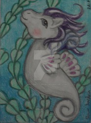 Size: 600x808 | Tagged: safe, artist:spiritedlittlepony, whitecap, sea pony, g1, female, solo, traditional art