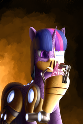 Size: 2000x3000 | Tagged: safe, artist:fynjy-87, twilight sparkle, cyborg, g4, amputee, augmented, female, high res, prosthetics, solo, twiborg