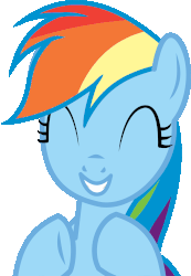 Size: 1494x2160 | Tagged: safe, artist:cyanlightning, rainbow dash, pony, g4, gauntlet of fire, animated, clapping, clapping ponies, eyes closed, female, gif, mare, simple background, smiling, solo, transparent background, vector
